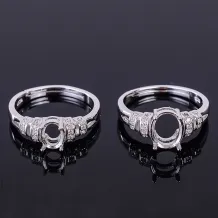 Minimalist 18k Gold-Plated 925 Silver Ring Setting For Oval-Cut Jadeite 5x7/6x8/7x9mm