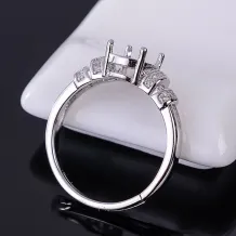 Minimalist 18k Gold-Plated 925 Silver Ring Setting For Oval-Cut Jadeite 5x7/6x8/7x9mm