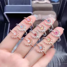 Moon Design 18K Gold-Plated S925 Sterling Silver Ring Setting for 3x3mm Round Ruby/Sapphire/Emerald