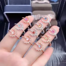 Moon Design 18K Gold-Plated S925 Sterling Silver Ring Setting for 3x3mm Round Ruby/Sapphire/Emerald