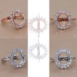 Multiple Size Rose Gold Silver Oval Gems Cz Stone Prong Setting Solid 925 Sterling Silver Bezel Tray DIY Adjustable Ring Settings
