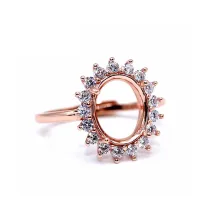 Multiple Size Rose Gold Silver Oval Gems Cz Stone Prong Setting Solid 925 Sterling Silver Bezel Tray DIY Adjustable Ring Settings