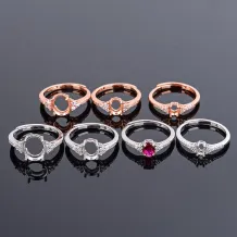 Oval 3x5 4x5 5x7 6x8 7x9 8x10mm Rose Gold Plated Solid 925 Sterling Silver Adjustable Prong Ring Settings Blank For Gemstone