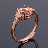 Oval 3x5 4x5 5x7 6x8 7x9 8x10mm Rose Gold Plated Solid 925 Sterling Silver Adjustable Prong Ring Settings Blank For Gemstone