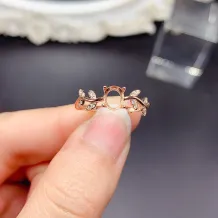 Oval 5x6mm Ring Setting - Sterling Silver Gold Plated For Colored Gemstones/Jadeite