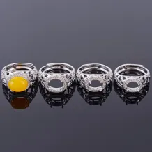 Oval 7x9 8x10 9x11 10x12mm ring holder 925 Sterling Silver Gold Plated