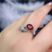 Oval 7x9mm Colored Gemstone Leopard S925 Silver Plated Ring Setting
