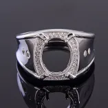 Oval Cabochon 9x11mm Men's S925 Sterling Silver Gold-Plated Ring Mount