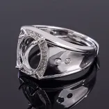 Oval Cabochon 9x11mm Men's S925 Sterling Silver Gold-Plated Ring Mount