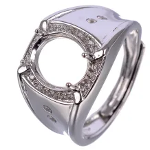 Oval Cabochon 9x11mm Men's S925 Sterling Silver Gold-Plated Ring Mount