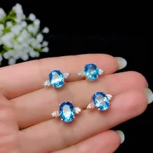 Oval Ring Mount 925 Silver Gold Plated For 5*7/6*8/7*9mm Colorful Topaz Pomegranate