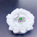 Pave Diamond Mamba Snake Ring Setting - 18K Gold Plated 925 Silver for 4x4mm Ruby/Sapphire/Emerald