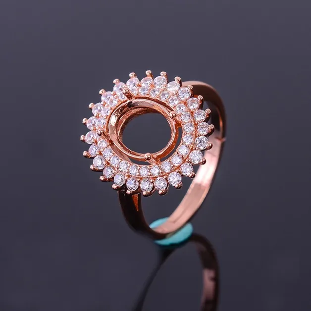 Princess Diana-inspired Halo Setting For 7x9 8x10mm Gemstones 925 Silver Gold Plated Ring Setting