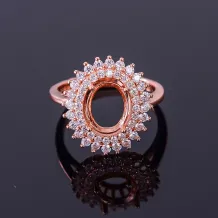 Princess Diana-inspired Halo Setting For 7x9 8x10mm Gemstones 925 Silver Gold Plated Ring Setting