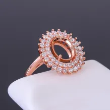 Princess Diana-inspired Halo Setting For 7x9 8x10mm Gemstones 925 Silver Gold Plated Ring Setting