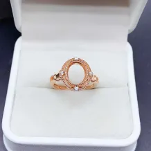 Princess Style Halo Ring Setting For 5×5mm Cushion-Cut Colored Gemstone