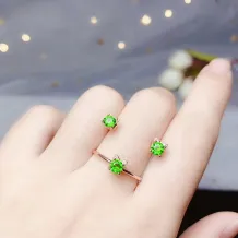 Pure Silver Cat-Shaped Ring &amp; Stud Settings for 4x4mm Round Gemstones/Jade (Unset, DIY)