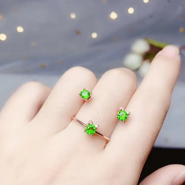 Pure Silver Cat-Shaped Ring & Stud Settings for 4x4mm Round Gemstones/Jade (Unset, DIY)