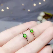 Pure Silver Cat-Shaped Ring &amp; Stud Settings for 4x4mm Round Gemstones/Jade (Unset, DIY)