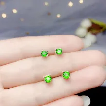 Pure Silver Cat-Shaped Ring &amp; Stud Settings for 4x4mm Round Gemstones/Jade (Unset, DIY)