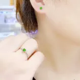 Pure Silver Cat-Shaped Ring & Stud Settings for 4x4mm Round Gemstones/Jade (Unset, DIY)