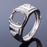 Pure Silver Gold-Plated Men's Ring Setting for 8x10mm Oval Jade, Tourmaline, Sapphire & Topaz