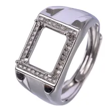 Rectangle 8x11m Gemstones Solid 925 Sterling Silver Men's Ring Setting