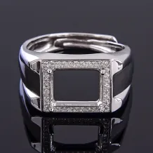 Rectangle 8x11m Gemstones Solid 925 Sterling Silver Men's Ring Setting