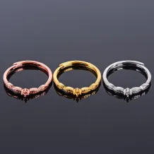 Rich Green Leaves Ring Settings For Round 2x2mm Gemstones 925 Silver Plated Gold