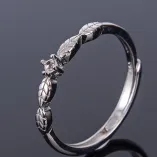 Rich Green Leaves Ring Settings For Round 2x2mm Gemstones 925 Silver Plated Gold