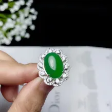 Ring Setting Silver Plated With 18k Gold For Oval 10*14mm Jade