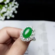 Ring Setting Silver Plated With 18k Gold For Oval 10*14mm Jade
