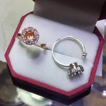 Rotating Ring Setting 925 Silver Gold Plated For Round 4/5/6/7/8mm Gemstones