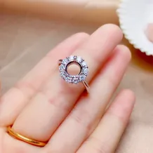 18K Gold Over S925 Sterling Silver Engagement Rings for Round 4/5/6/7/8/10mm Colored Gemstone Inlay