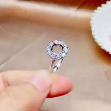 18K Gold Over S925 Sterling Silver Engagement Rings for Round 4/5/6/7/8/10mm Colored Gemstone Inlay