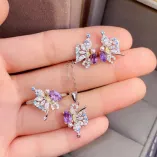 S925 18K Dual-Tone Gold Jewelry Set - Butterfly Design for 4x6/3x5mm Oval Gemstones