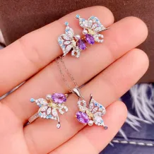 S925 18K Dual-Tone Gold Jewelry Set - Butterfly Design for 4x6/3x5mm Oval Gemstones