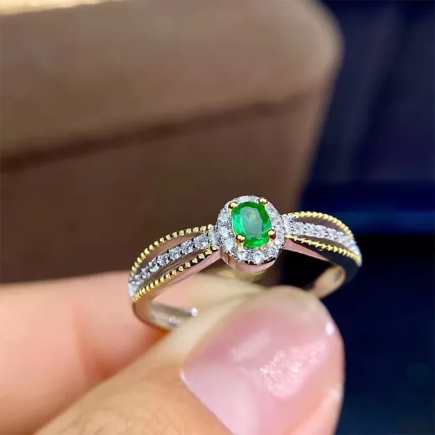 S925 18K Dual-Tone Gold Ring Setting 3x4mm Oval Ruby/Sapphire/Emerald, Fairycore DIY