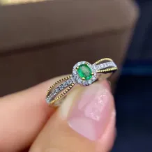 S925 18K Dual-Tone Gold Ring Setting - 3x4mm Oval Ruby/Sapphire/Emerald, Fairycore DIY