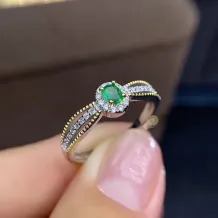 S925 18K Dual-Tone Gold Ring Setting 3x4mm Oval Ruby/Sapphire/Emerald, Fairycore DIY