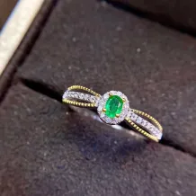 S925 18K Dual-Tone Gold Ring Setting 3x4mm Oval Ruby/Sapphire/Emerald, Fairycore DIY