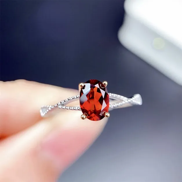 S925 18K Dual-Tone Gold Ring Setting 5x7mm Oval Ruby/Sapphire/Emerald