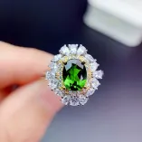 S925 18K Dual-Tone Gold Ring Setting 6x8mm Oval Ruby/Sapphire/Emerald Gemstone