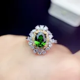S925 18K Dual-Tone Gold Ring Setting 6x8mm Oval Ruby/Sapphire/Emerald Gemstone