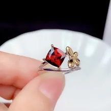 S925 18K Dual-Tone Gold Ring Setting - Floral Butterfly Design for 6x6mm Square Topaz