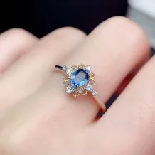 S925 18K Dual-Tone Gold Ring Setting - Hollow Crown Design for 4x5mm Oval Gemstones