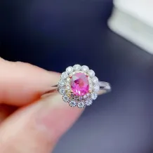 S925 18K Dual-Tone Gold Ring Setting Luxe 4x5mm Oval Ruby/Sapphire/Emerald