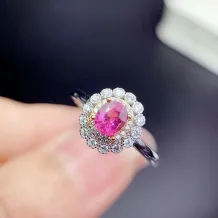 S925 18K Dual-Tone Gold Ring Setting Luxe 4x5mm Oval Ruby/Sapphire/Emerald