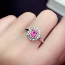 S925 18K Dual-Tone Gold Ring Setting Luxe 4x5mm Oval Ruby/Sapphire/Emerald