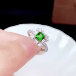 S925 18K Dual-Tone Gold Ring Setting - T-Baguette Diamond Halo for 6x6mm Square Ruby/Sapphire/Emerald